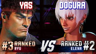SF6 ▰ YAS (#3 Ranked Ryu) vs DOGURA (#2 Ranked Elena) ▰ High Level Gameplay