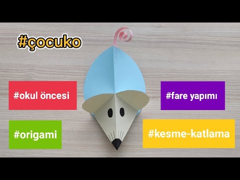 kağıttan fare yapımı-#okulöncesi-kesme-katlama etkinlikleri