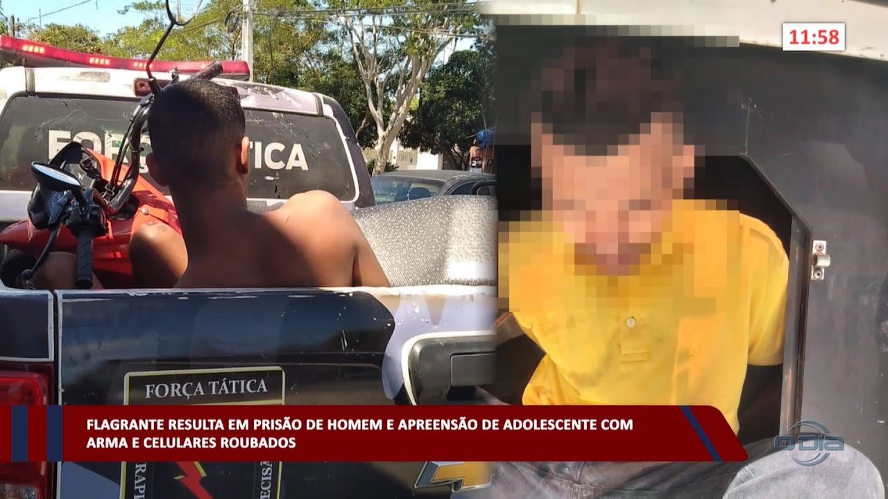 Flagrante resulta em prisão de homem e apreensão de adolescente com arma e celulares 13 07 2023