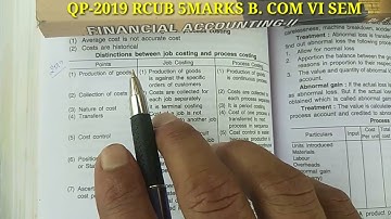 Distinction between job costing & process costing | QP 2019 5 Marks Question & Answers class-1
