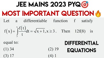 Differential Equations Jee Mains pyq 2023| Jee Mains Important questions 2023🎯.
