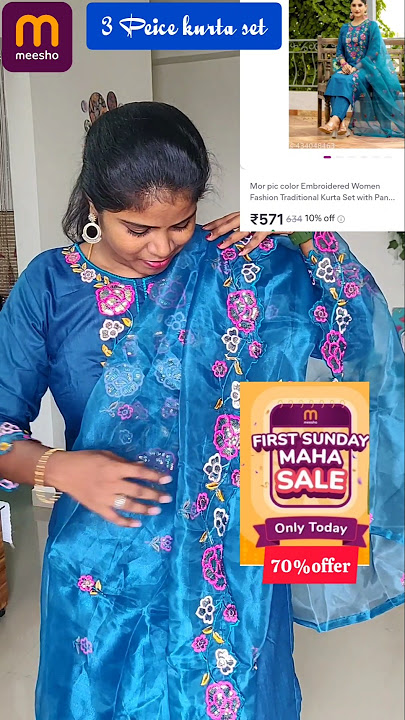 🔵Set kurta 3 potong yang cantik💙 #meesho #meeshofinds #meeshohaul #shopping