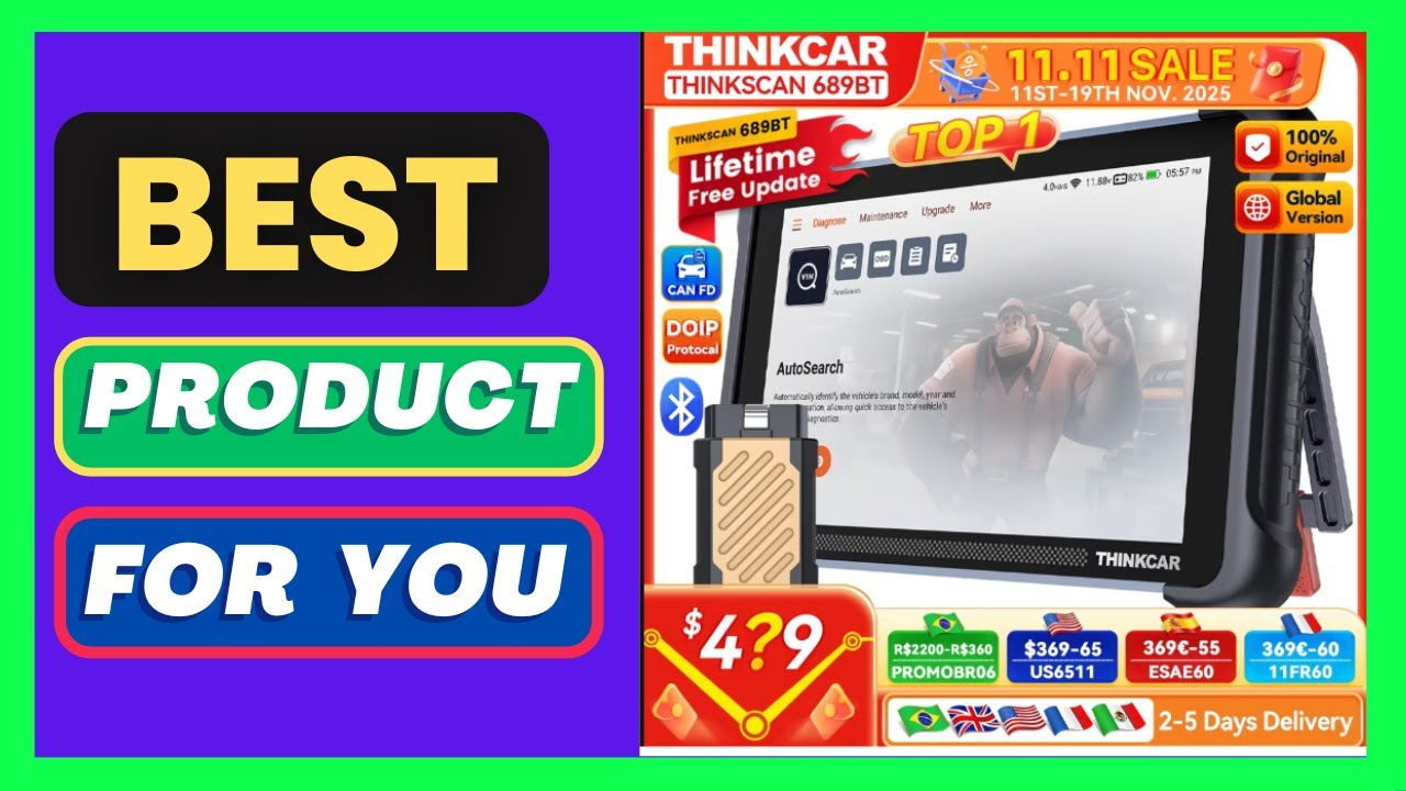 Global Version THINKCAR THINKSCAN 689BT OBD2 Diagnostic Tool DOIP