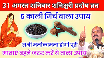 31 अगस्त शनिवार शनिश्चरी प्रदोष व्रत को 5 काली मिर्च वाला उपाय जरूर करे // Pradeep Ji Mishra