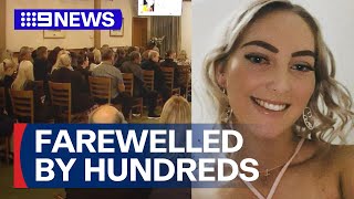 Hannah McGuire farewelled by hundreds after alleged murder | 9 News Australia