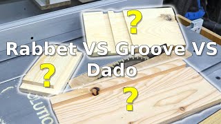 Rabbet VS Groove VS Dado Woodworking Basics | How to cut them on a table saw