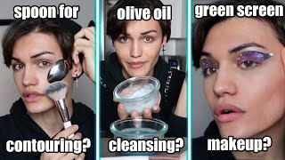 Green Screen Eyeshadow is a thing now (trying makeup hacks) | indigotohell