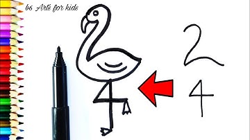 How to draw Flamingo from 24 number step by step Easy Drawing