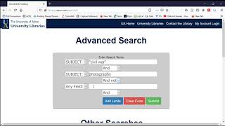 Using an Advanced Search in the UA Libraries Catalog