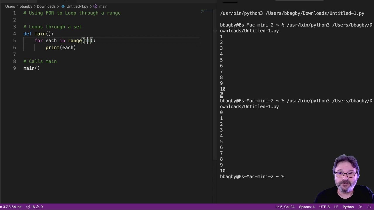 for loop in range - YouTube
