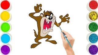 How To Draw And Paint Dizzy Devil Easy Drawing And Painting For Kids And Preschoolers