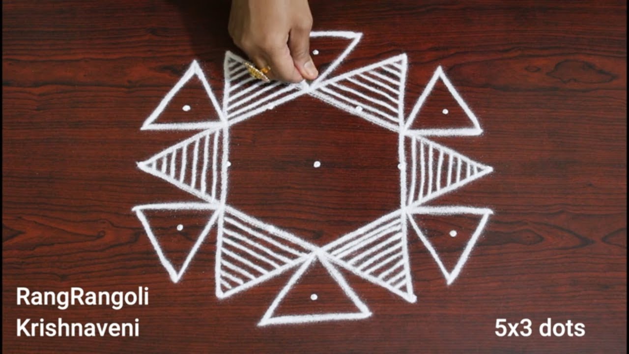 Sri Rama Navami Special Muggulu🌺5x3 dots Sri Rama Navami Rangoli Kolam🌺RangRangoli Krishnaveni