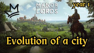 Evolution of a Medieval City, Year 1| Manor Lords  | No Commentary,  part 1