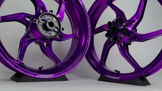 Gloss Purple Core Moto forged wheels for sportbikes.