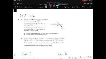 Applied maths: relative velocity 2015 Q2 a