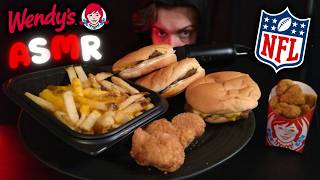 ASMR Eating Wendy's Cheeseburgers, Cheese Fries, Chicken Nuggets Mukbang & NFL Week 4 Predictions🏈