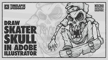 Draw Skater Skull in Adobe Illustrator | Timelapse Speed Draw