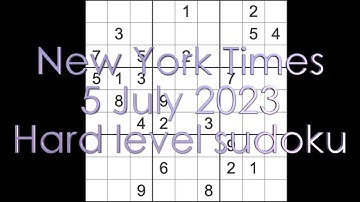 Sudoku solution – New York Times sudoku 5 July 2023 Hard level