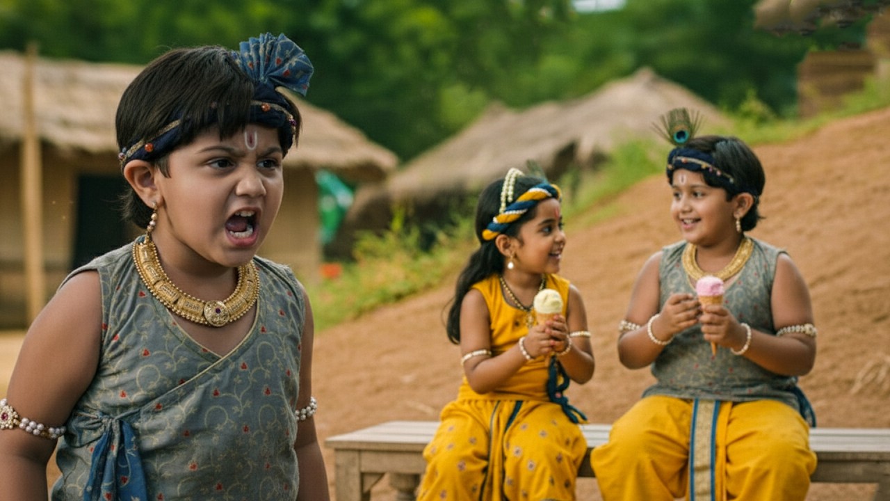 कान्हा के साथ ice cream खा रहा था राक्षस, तभी आ गए असली बलराम | यशोमती मईया के नंदलाला | Krishan