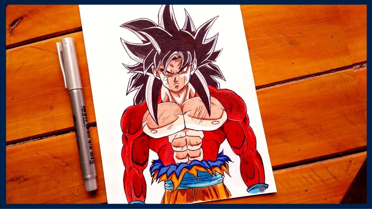 COMO DESENHAR GOKU SUPER SAYAJIN 4 - How to Draw Goku SSJ 4 