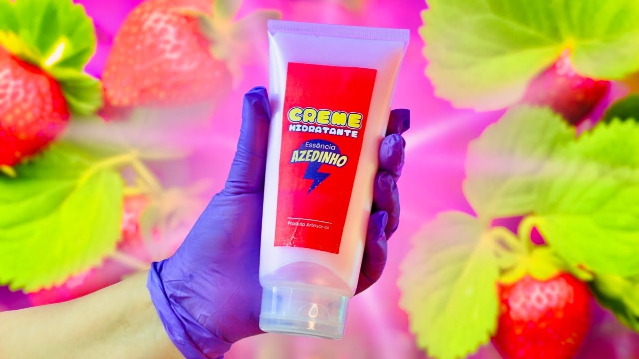 COMO FAZER CREME HIDRATANTE COM CHEIRO DA BALA DE MORANGO | TUTORIAL DIY