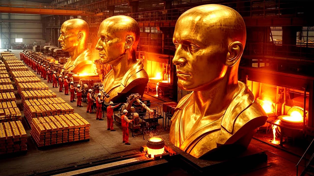 Casting a Solid Gold Bust Lost Wax Process from Molten Pour to High Polish Finish