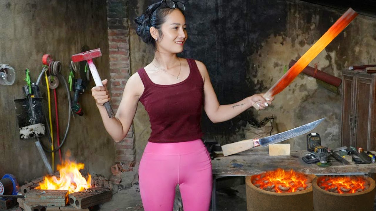 Hot Forging Girl Finds Rusty Knife on the Road and Restores It into Razor Sharp Blade 🔥 Satisfying