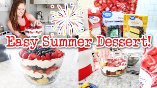 EASY 4TH OF JULY SUMMER DESSERT RECIPE! | RED WHITE & BLUE TRIFLE!!