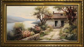 Timeless Coastal Cottage Garden, Impressionist Oil Painting | Vintage Framed Art TV Screensaver screenshot 5