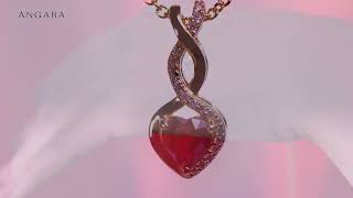 Angara Natural Ruby Infinity Heart Pendant with Diamonds for Women screenshot 5
