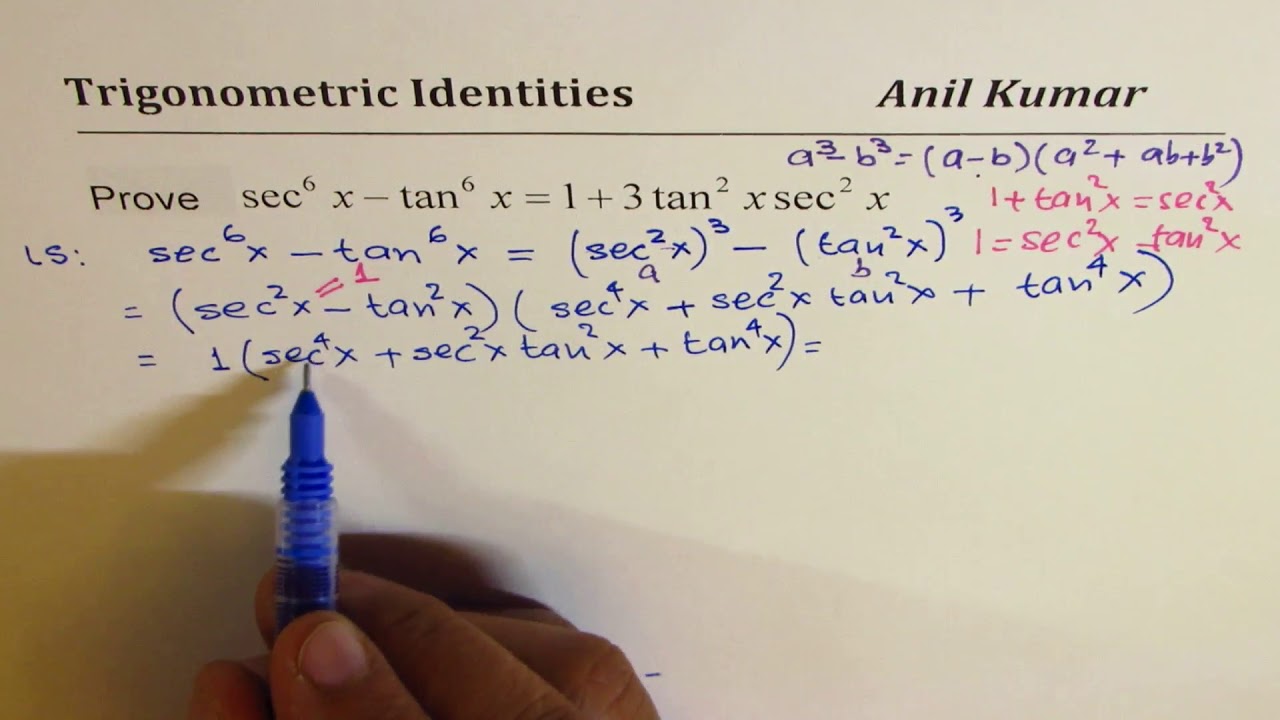 Sec 6x Tan 6x 1 2 Tan 2x Sec 2x Important Difficult Trigonometric Identity Youtube