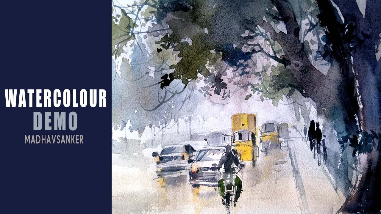 ' Rainy Day ' ,Simple Watercolour Painting Demo - YouTube