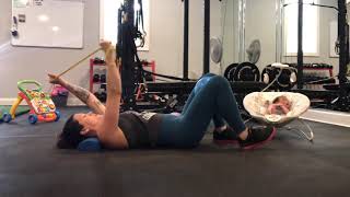 Staggered Stance Glute Bridge + Pull Down