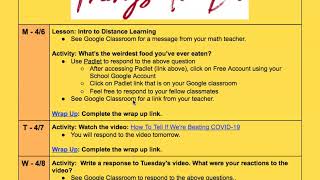 Math Remote Learning Week 1 Students Profile