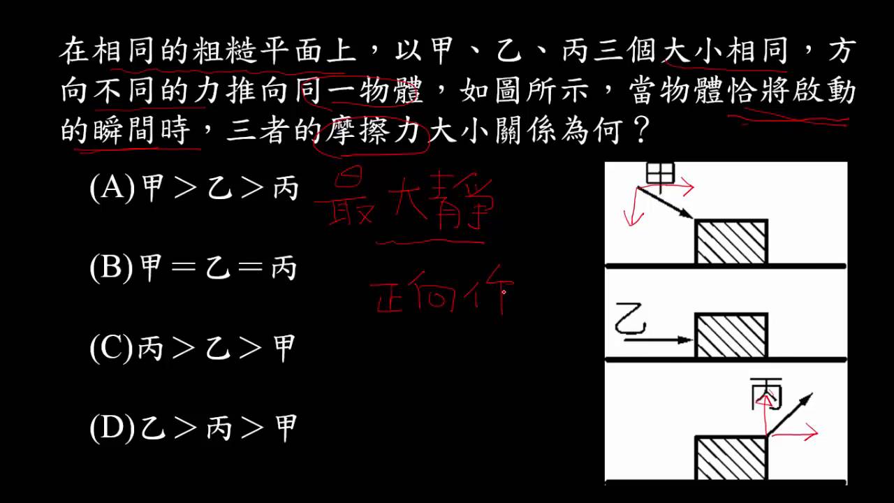 例題】最大靜摩擦力與正向作用力練習題| 自然| 均一教育平台