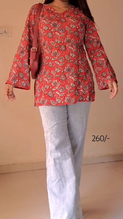 Short kurti with jeans💕Comment for links🦋 #meesho #meeshohaul #shortkurti #kurti #viralvideo #yt