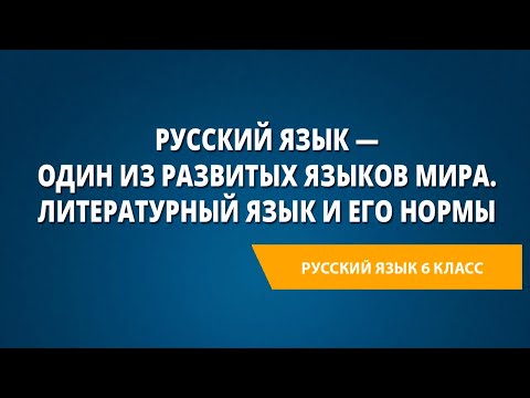 Русский язык — один из развитых языков мира. Литературный язык и его нормы