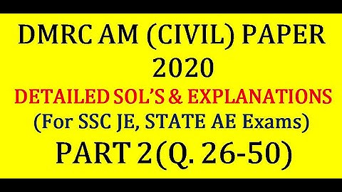 DMRC Assistant Manager Civil 2020 Paper||Detailed Solutions with Concepts||Part-2||IESGATEWiz