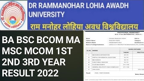rmlau ba bsc bcom ma msc mcom result out |rmlau result 2022 | rmlau result 2022|rmlau UG PG result|