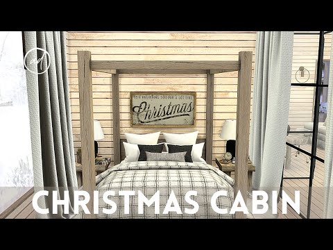 CHRISTMAS CABIN with outdoor sauna || Sims 4 || CC SPEED BUILD + CC List