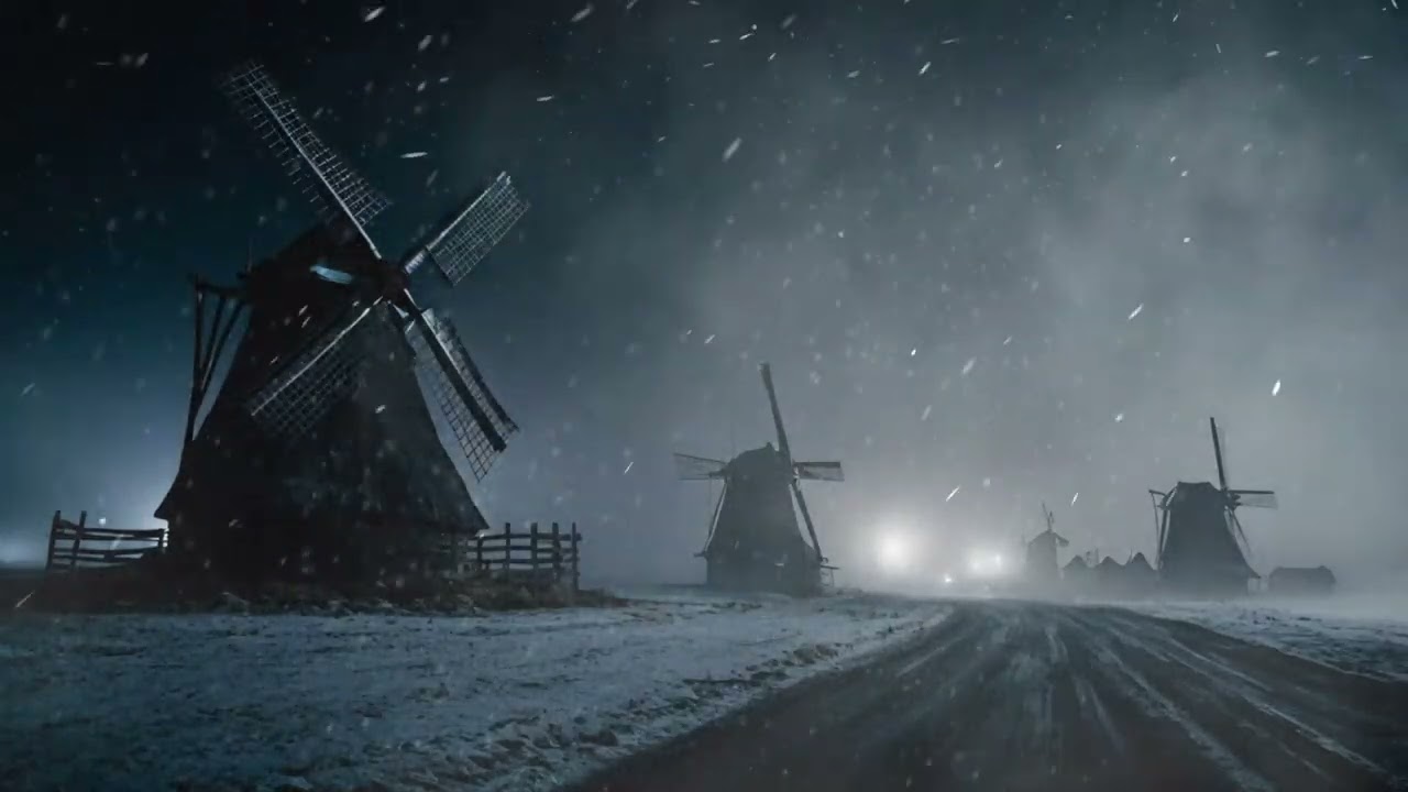 Heavy Blizzard Sounds and Howling Winds in Old Wooden Mills.  Relaxing Snowstorm Ambience for Sleep.