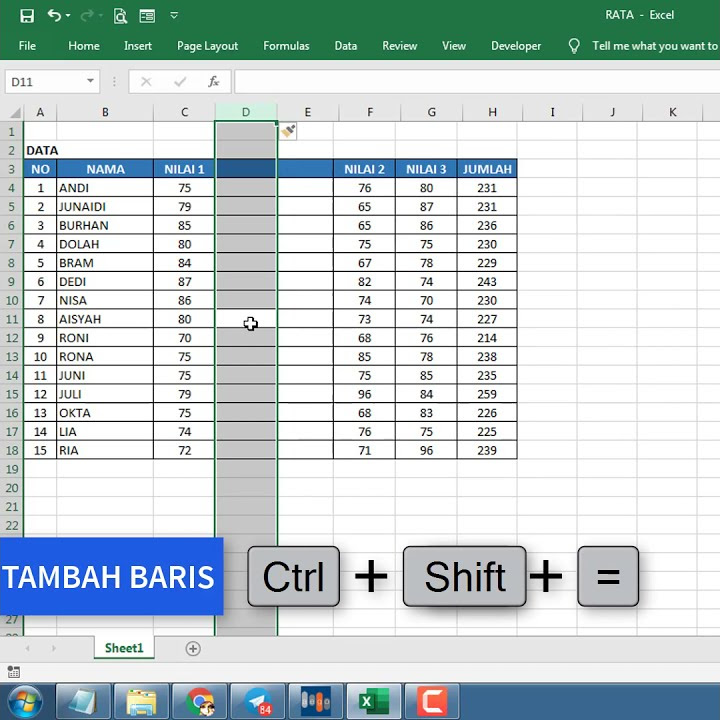 SHORTCUT TAMBAH KOLOM di EXCEL