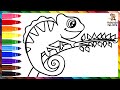 Cómo Dibujar Un Camaleón 🦎 Dibuja y Colorea Un Lindo Camaleón Arcoiris 🌈 Dibujos Para Niños