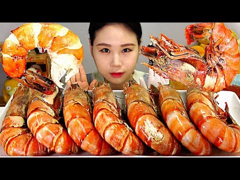 SUB 킹타이거새우 Giant King Tiger Prawn Shrimpt Mukbang Eating Sound 먹방
