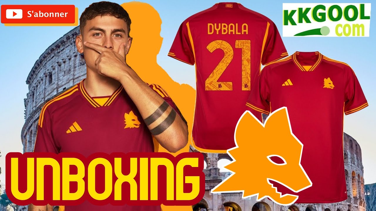 🇮🇹⚽ UNBOXING REVIEW - MAILLOT FOOT AS ROMA HOME - FAN VERSION 2023-2024 ...