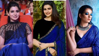 Perfect Matching Black Blouse With Blue Saree Different Idea 2021