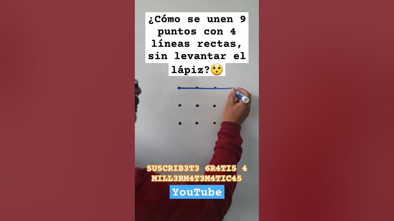 Reto Matematico📌Unir los 9 puntos con 4 lineas rectas sin levantar el lapiz🚀Geometria divertida🚀