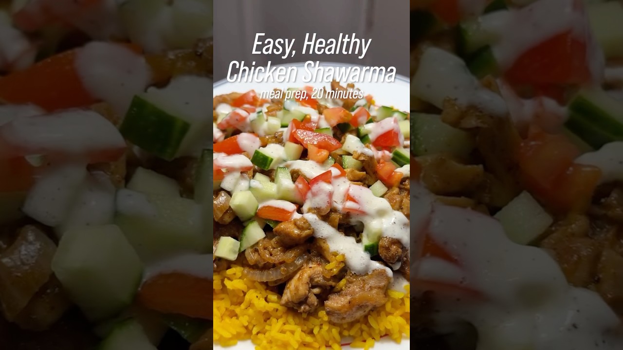 Тарелка с рисом и курицей, шаурмой и высоким содержанием белка! Всего 452 калории! 🍗🍚🔥