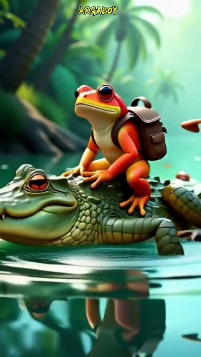 Viral Petualangan Kodok Kuning di Punggung Buaya#shorts #buaya #kodoklucu #hewan