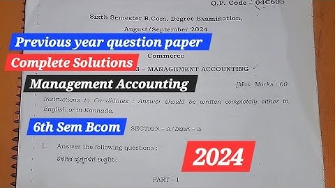 Management Accounting | 6th Sem | Previous year question paper Solution